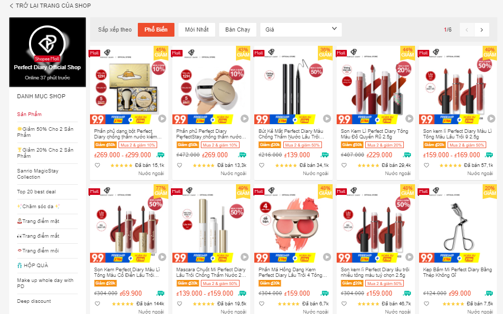 shop bán mỹ phẩm auth trên shopee