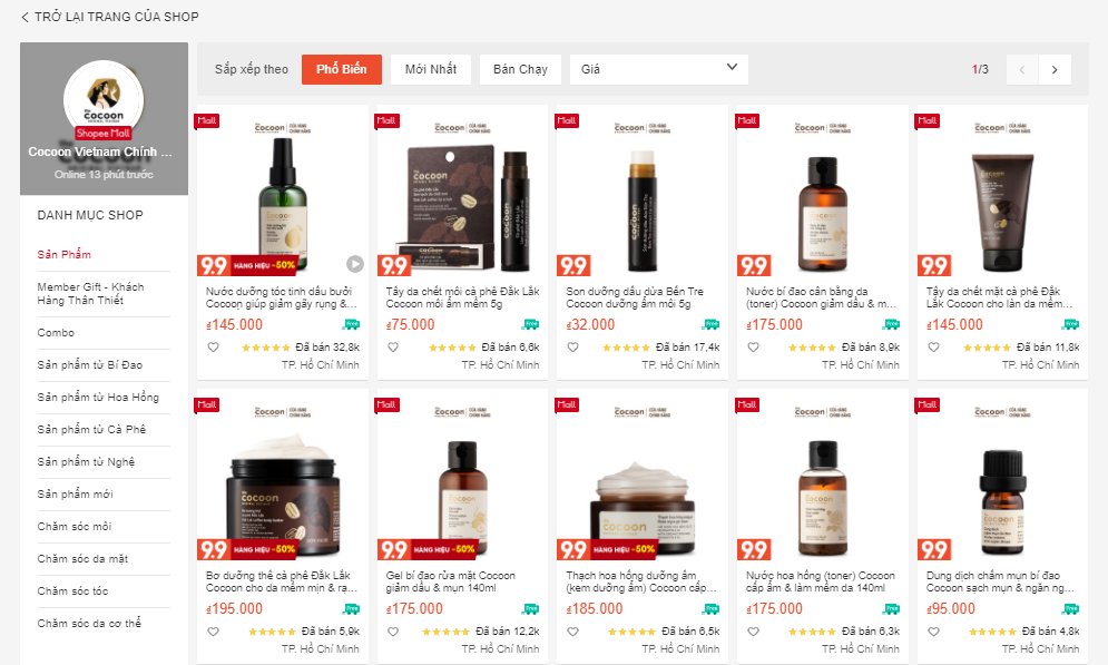 shop bán mỹ phẩm auth trên shopee