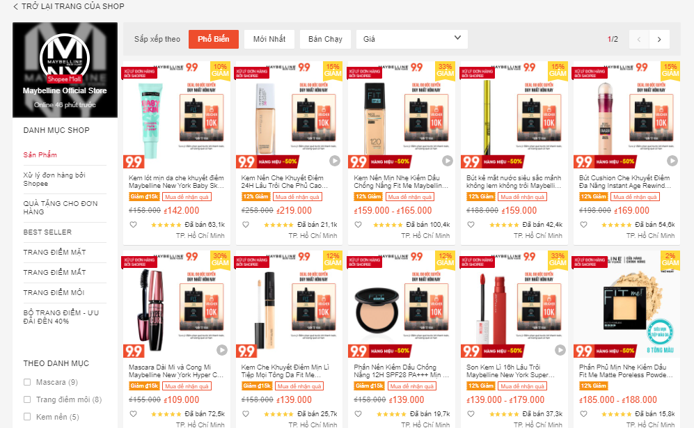 shop bán mỹ phẩm auth trên shopee