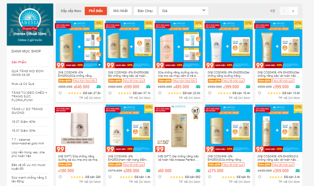 shop bán mỹ phẩm auth trên shopee