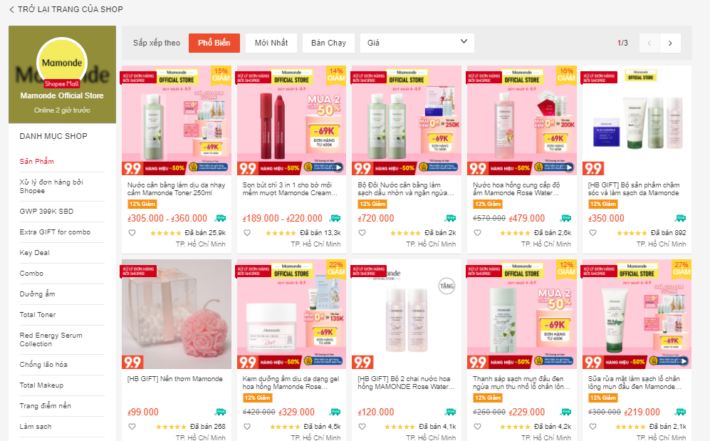 shop bán mỹ phẩm auth trên shopee