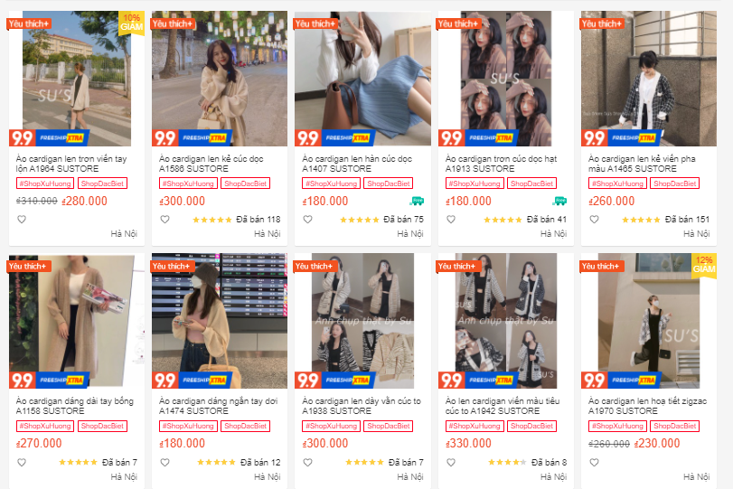 các shop bán cardigan đẹp