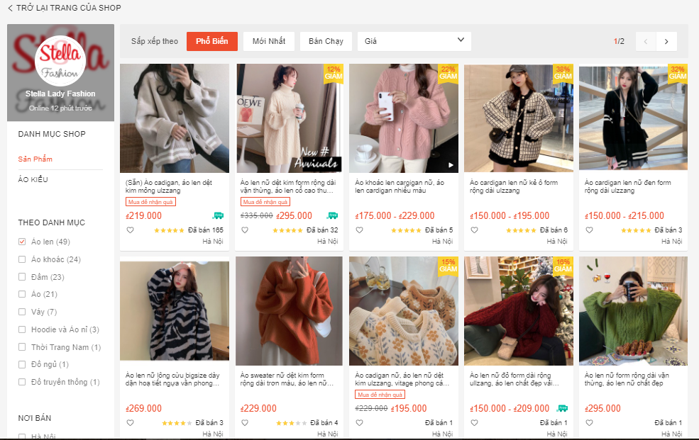 các shop bán cardigan đẹp