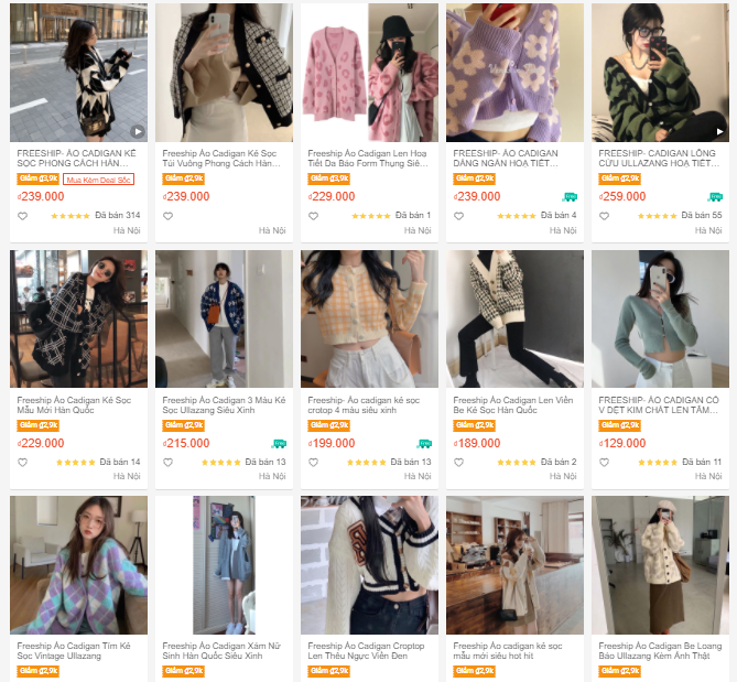 các shop bán cardigan đẹp