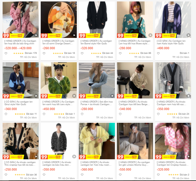 các shop bán cardigan đẹp