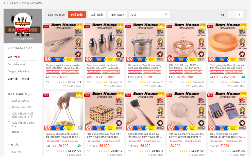 các shop bán đồ gia dụng trên shopee