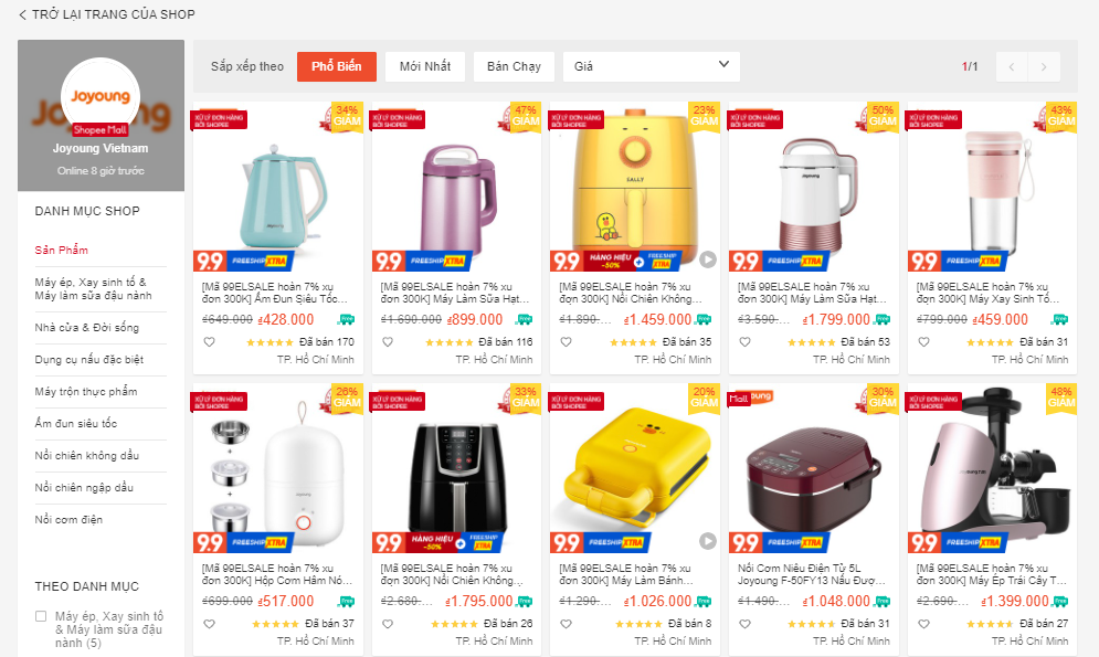 các shop bán đồ gia dụng trên shopee