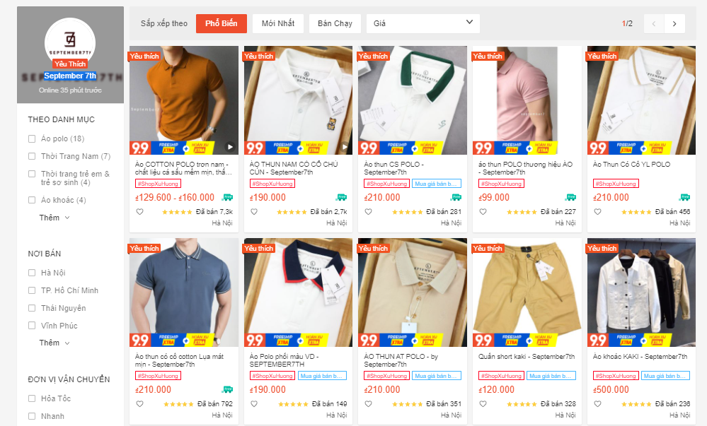 shop đồ nam đẹp trên shopee