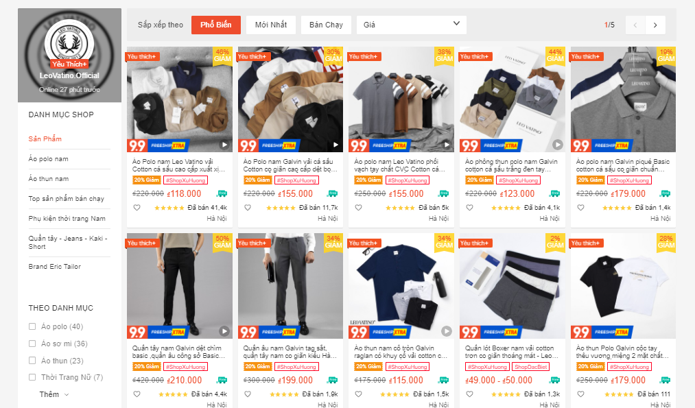 shop đồ nam đẹp trên shopee