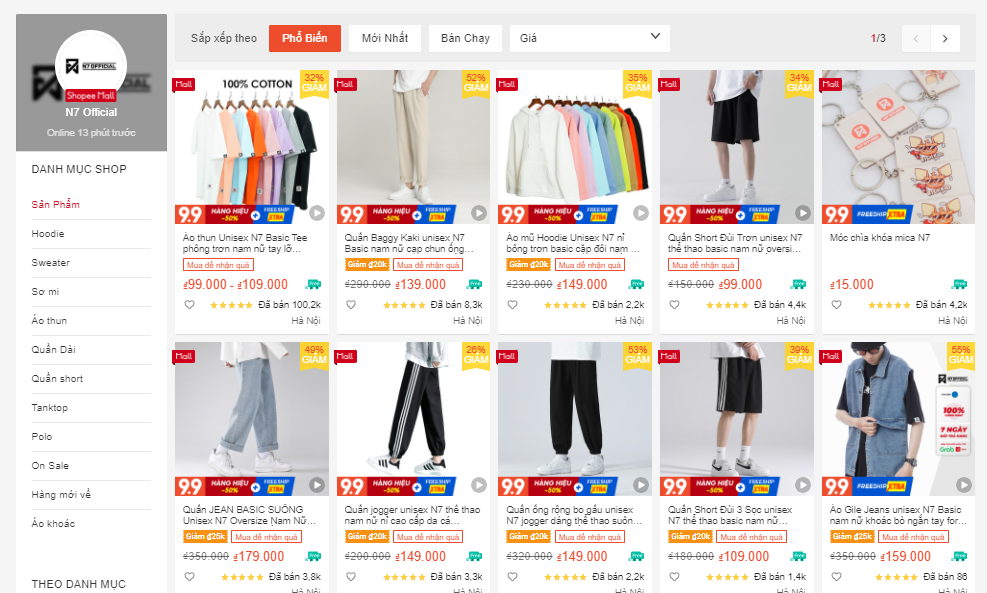 shop quần áo nam đẹp trên shopee