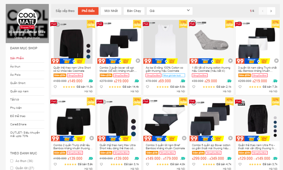 shop quần áo nam đẹp trên shopee