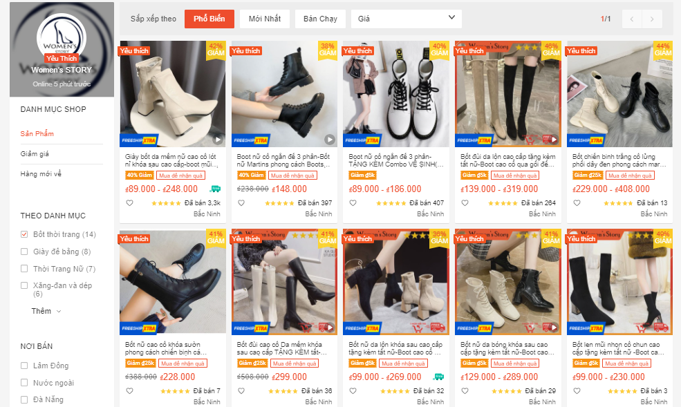 shop bán boot nữ đẹp trên shopee