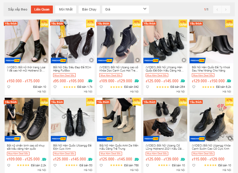 các shop bán boot đẹp trên shopee