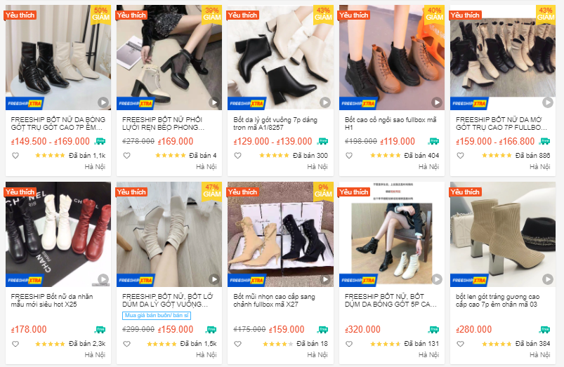 shop bán boot nữ đẹp trên shopee