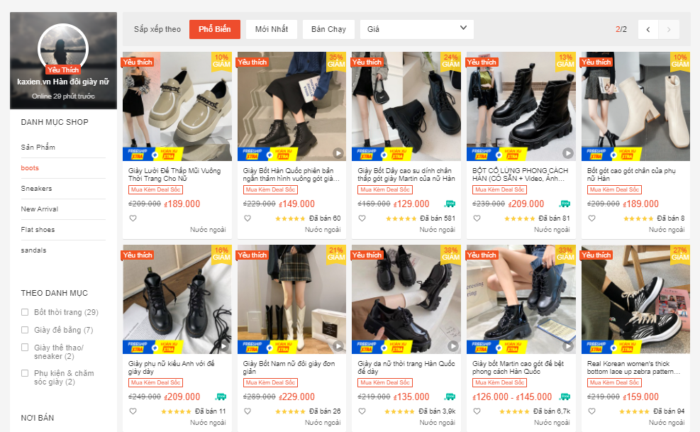 shop bán boot nữ đẹp trên shopee