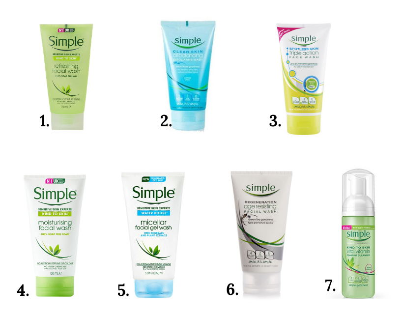 Review sữa rửa mặt Simple. Các dòng sữa rửa mặt Simple phổ biến trên thị trường