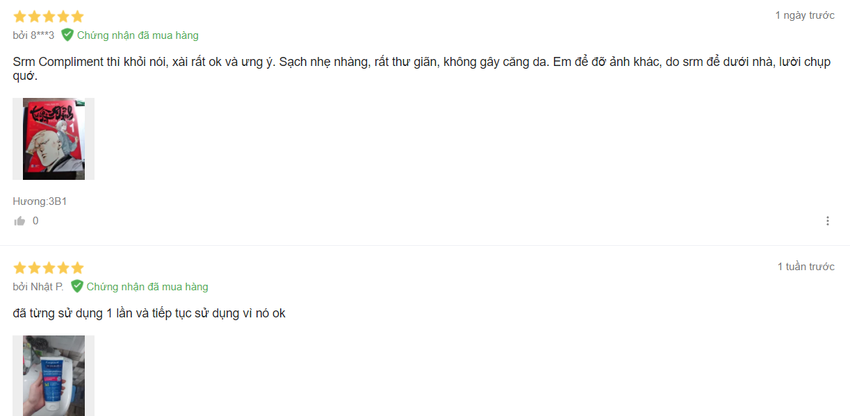 review sữa rửa mặt compliment