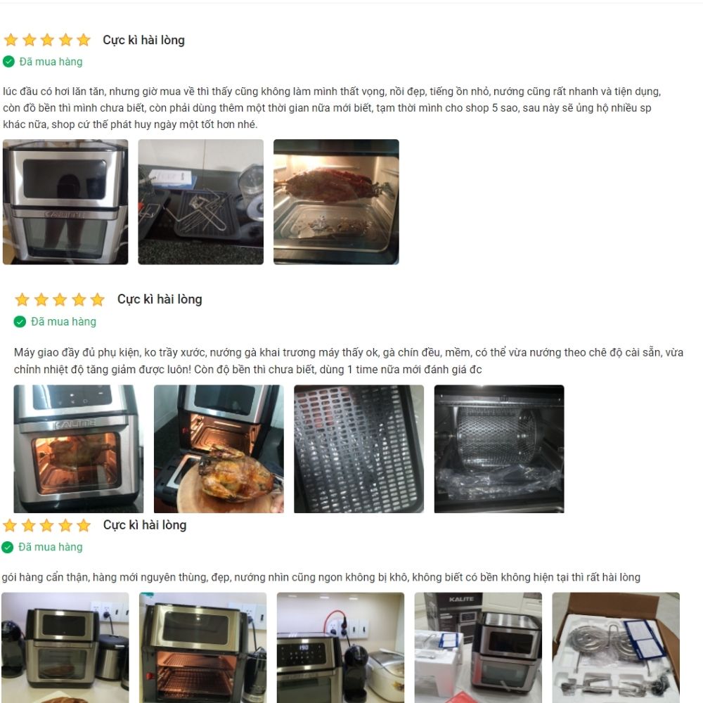 Review nồi chiên không dầu Kalite Q10 của người dùng trên Tiki