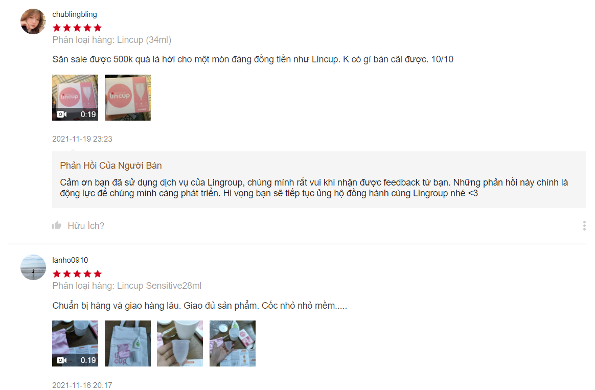 cốc nguyệt san lincup chính hãng