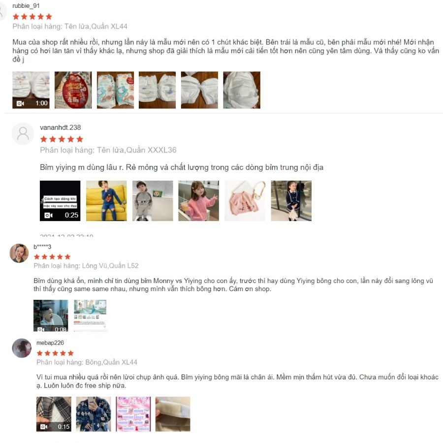 review bỉm nội địa Trung Yiying