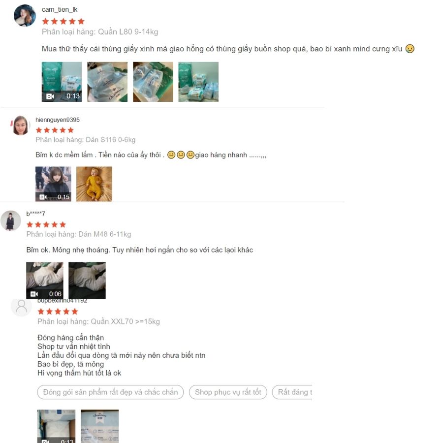 review bỉm nội địa Trung Charnins