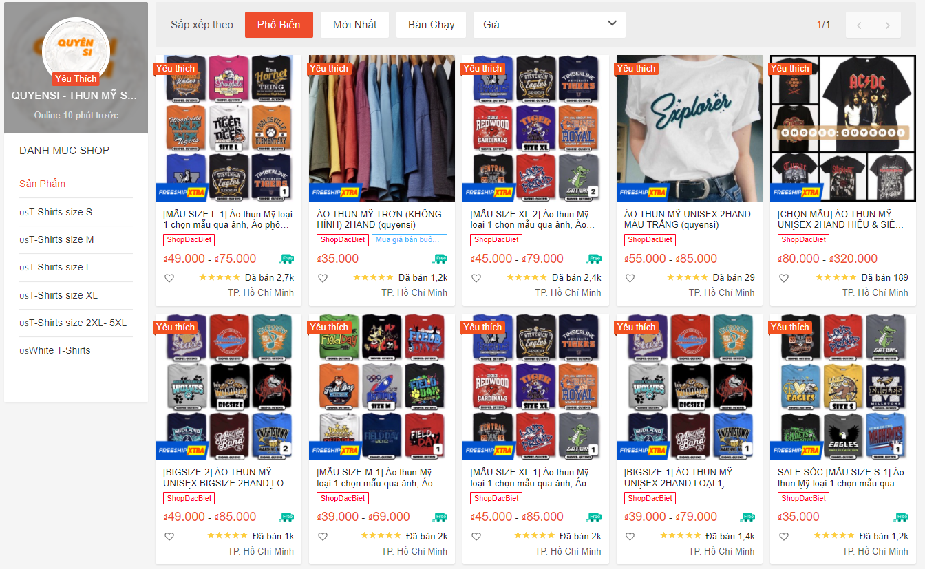 shop bán đồ 2hand trên Shopee