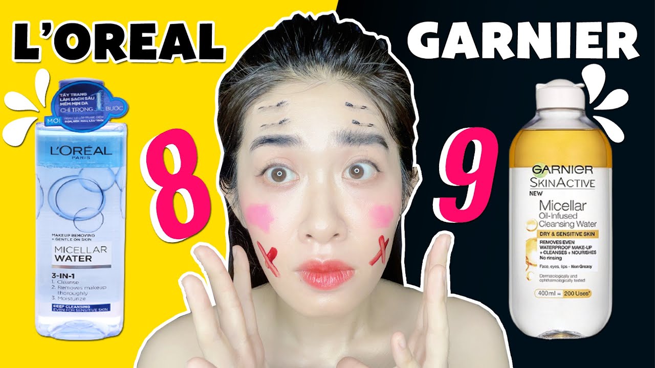 So sánh nước tẩy trang Garnier và L'oreal