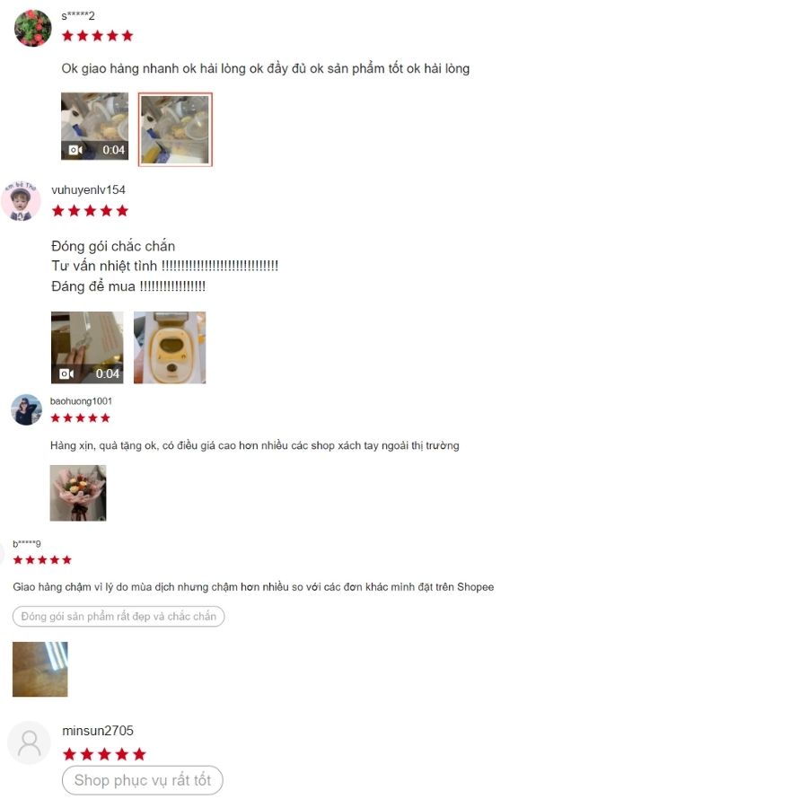 Đánh giá của người dùng trên Shopee về máy hút sữa
