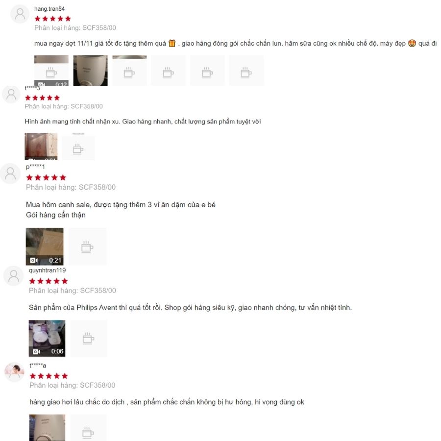 Đánh giá của người mua hàng trên Shopee về máy hâm sữa