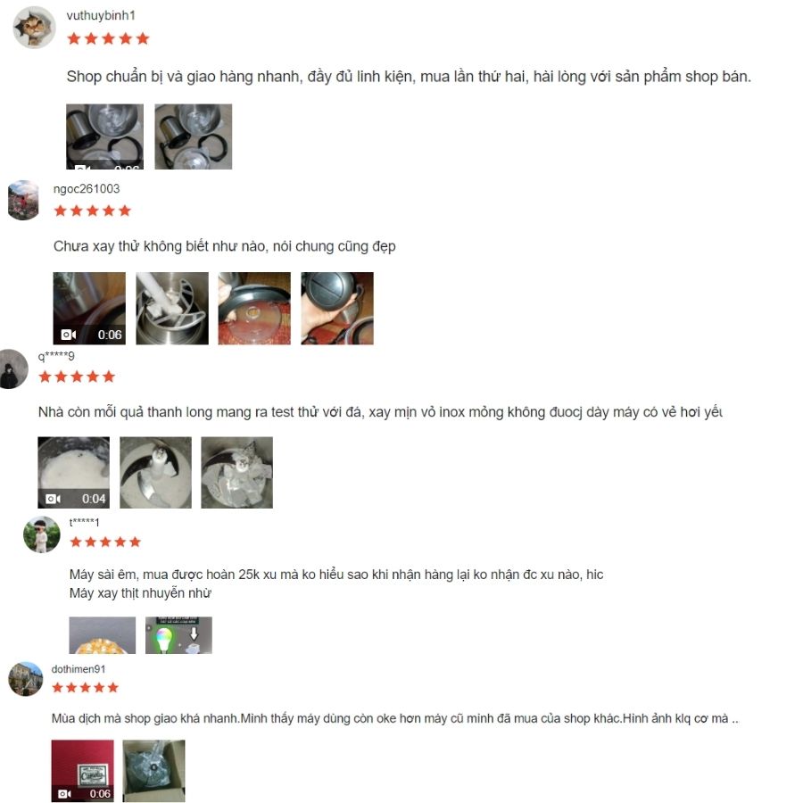 Đánh giá của người mua hàng về máy xay thịt