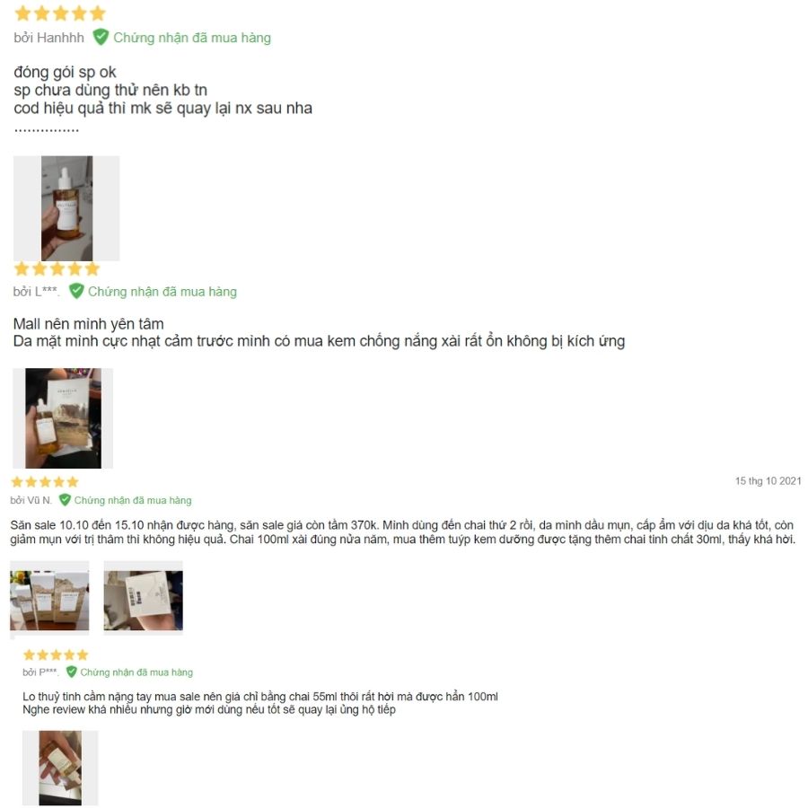 Đánh giá của người dùng trên Lazada về serum rau má Skin1004