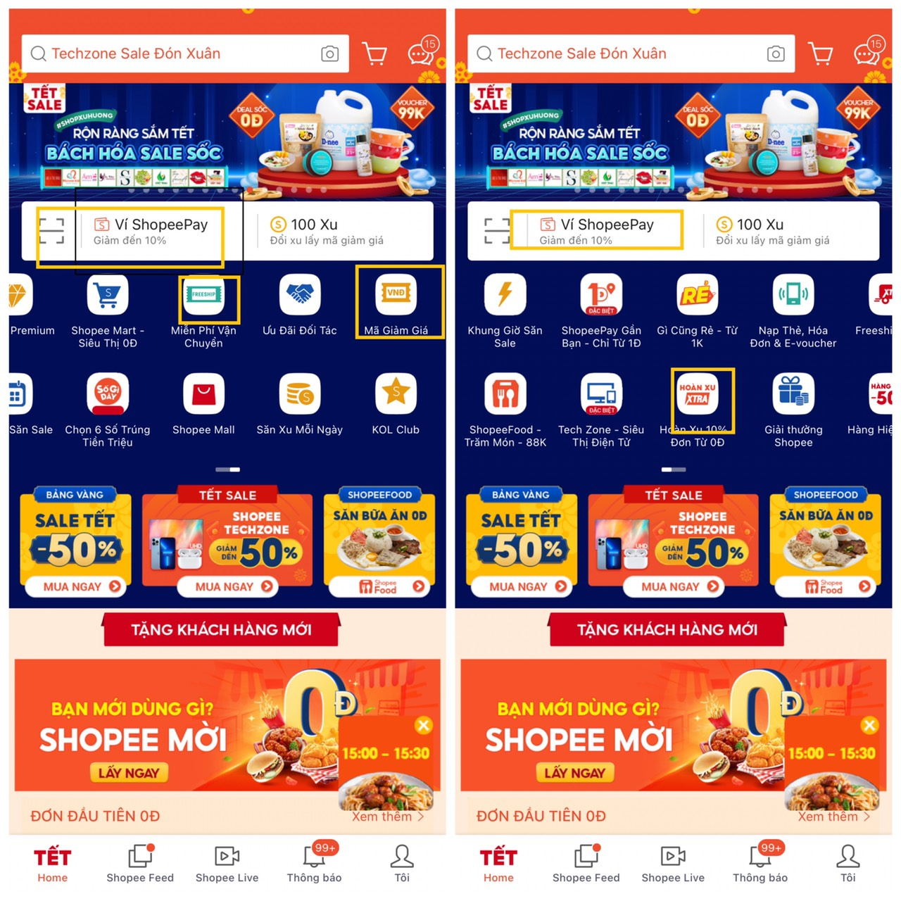 Vào các mục khoanh vàng để lấy mã giảm giá Shopee    