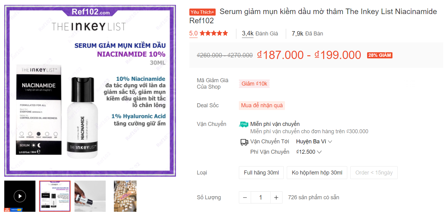 Mua serum chính hãng trên Shopee