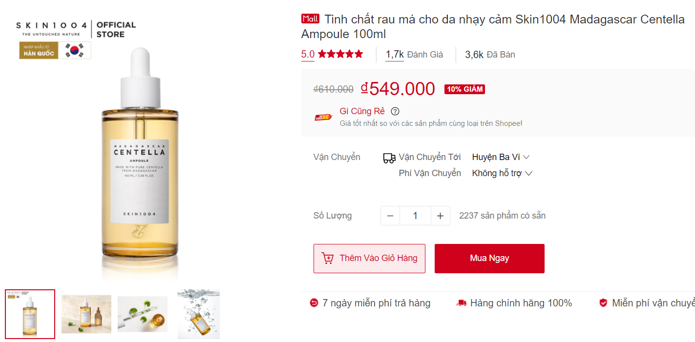 Mua serum chính hãng trên Shopee