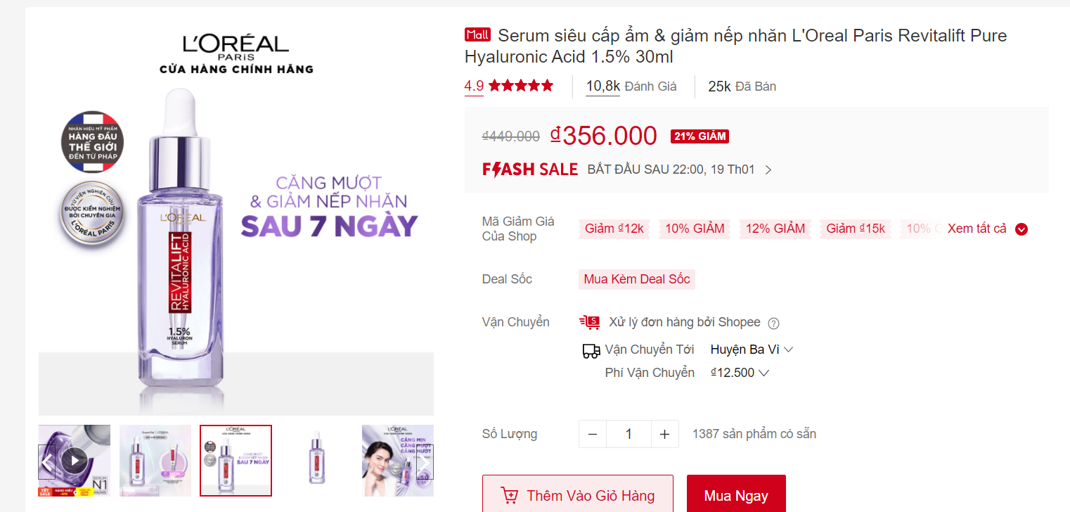 Mua serum L'oreal Revitalift trên Shopee