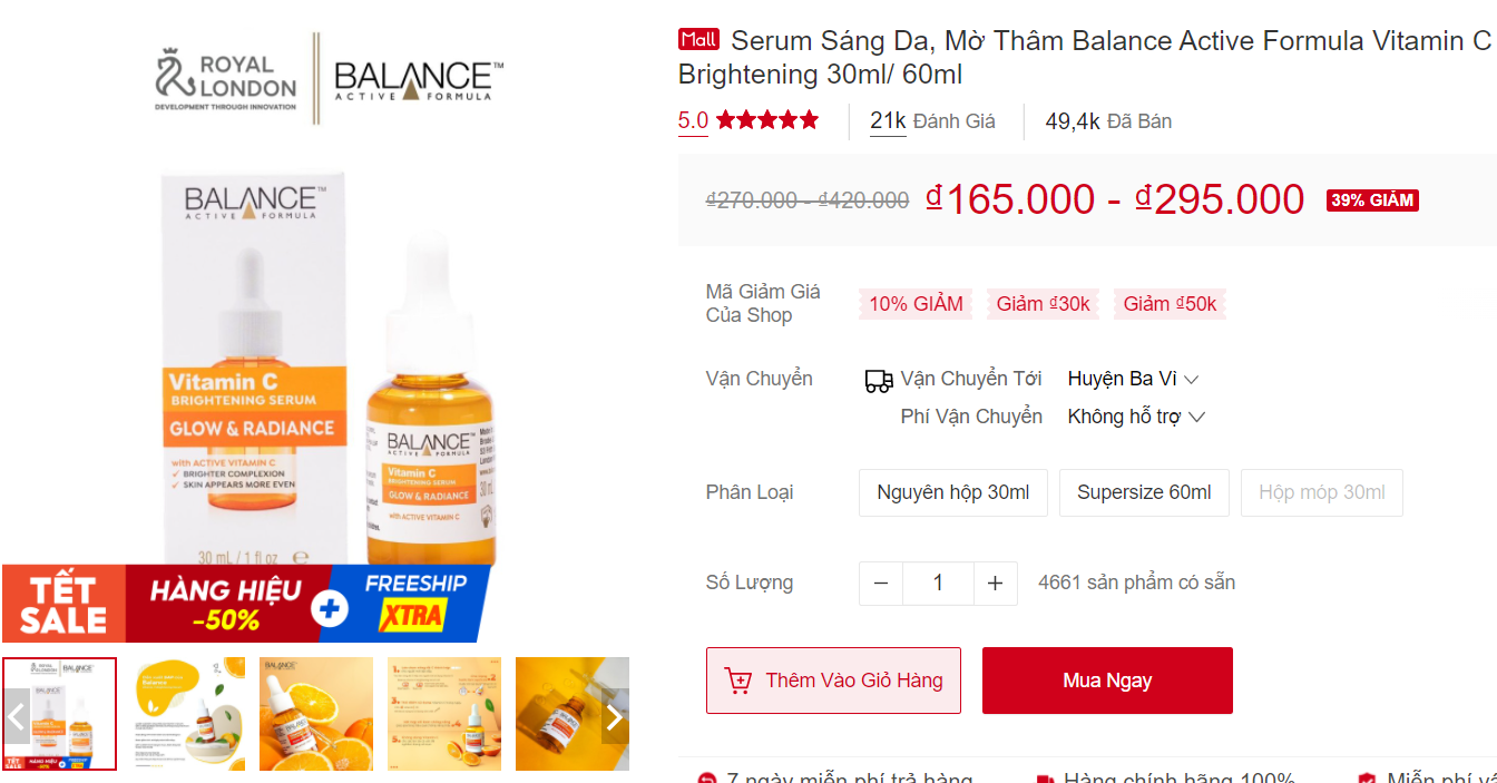 Mua serum dưỡng sáng da Balance Vitamin C