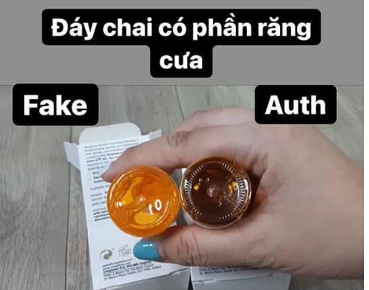 So sánh vỏ chai serum thật và giả