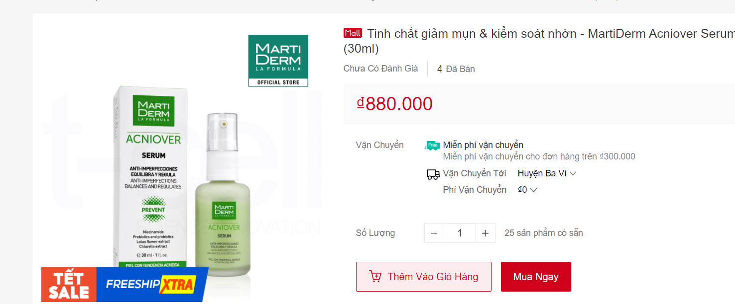 Mua serum trị mụn Martiderm Acniover chính hãng trên Shopee