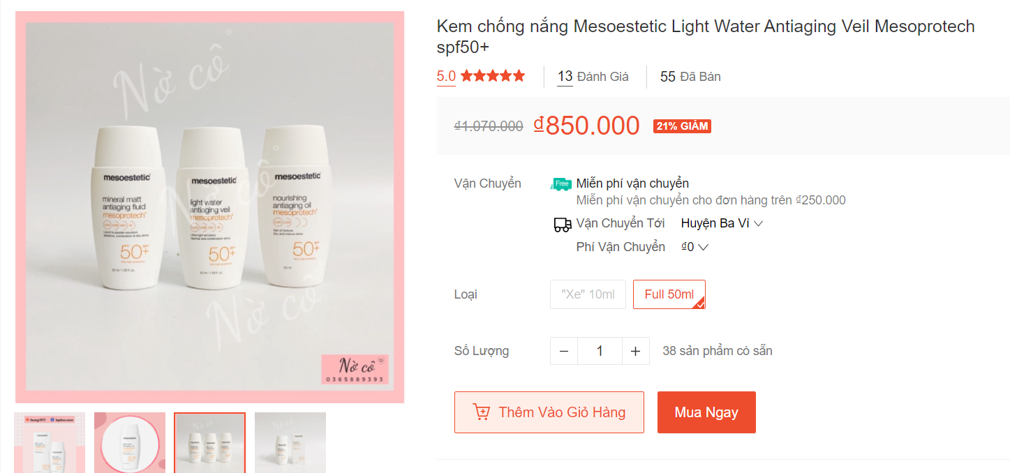 Mua kem chống nắng chĩnh hãng trên Shopee