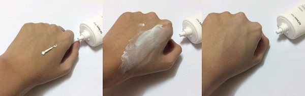 Kết cấu kem chống nắng màu trắng The Saem Power Tone Up Sun Cream