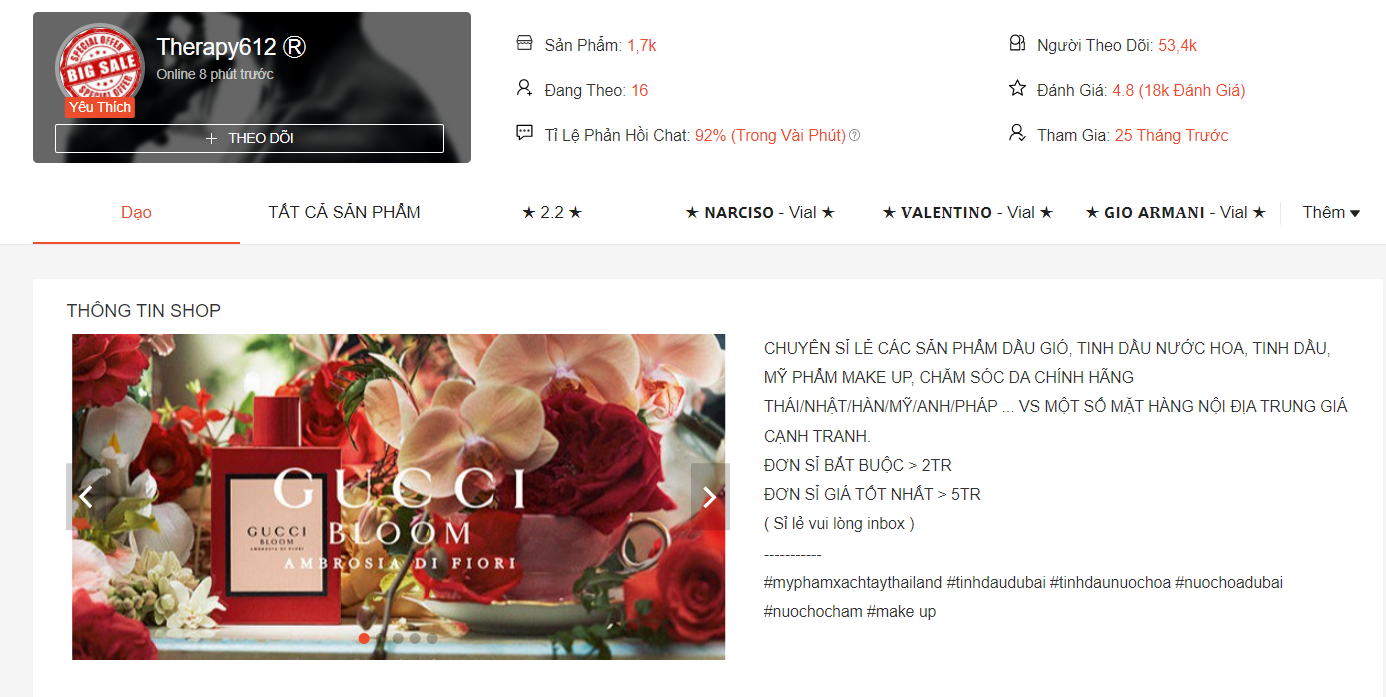 Shop bán nước hoa chính hãng trên Shopee