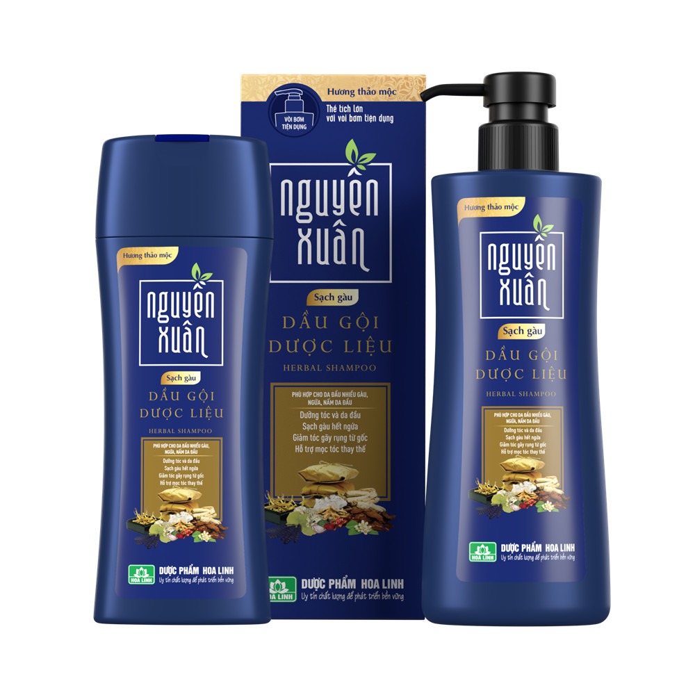Dầu gội dược liệu Nguyên Xuân màu xanh dương