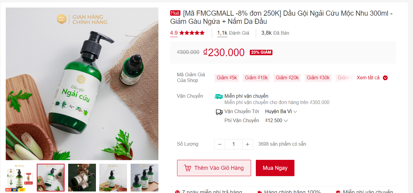 Mua dầu gội ngải cứu Mộc Nhu