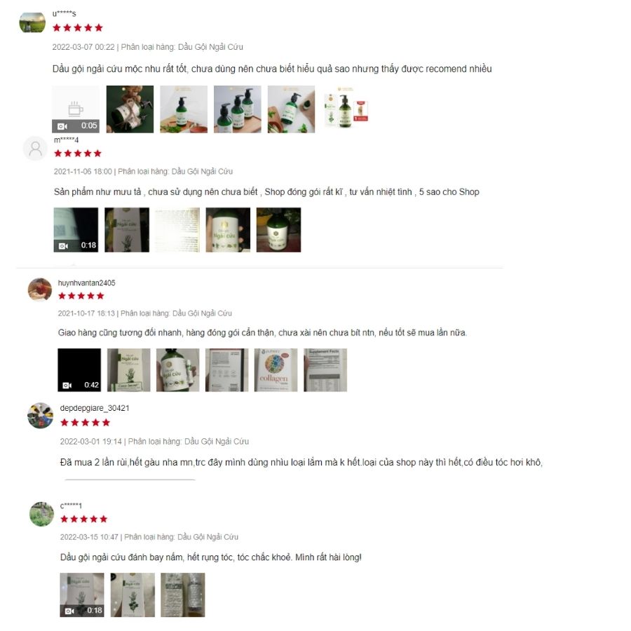 Đánh giá của người dùng dầu gội trên Shopee