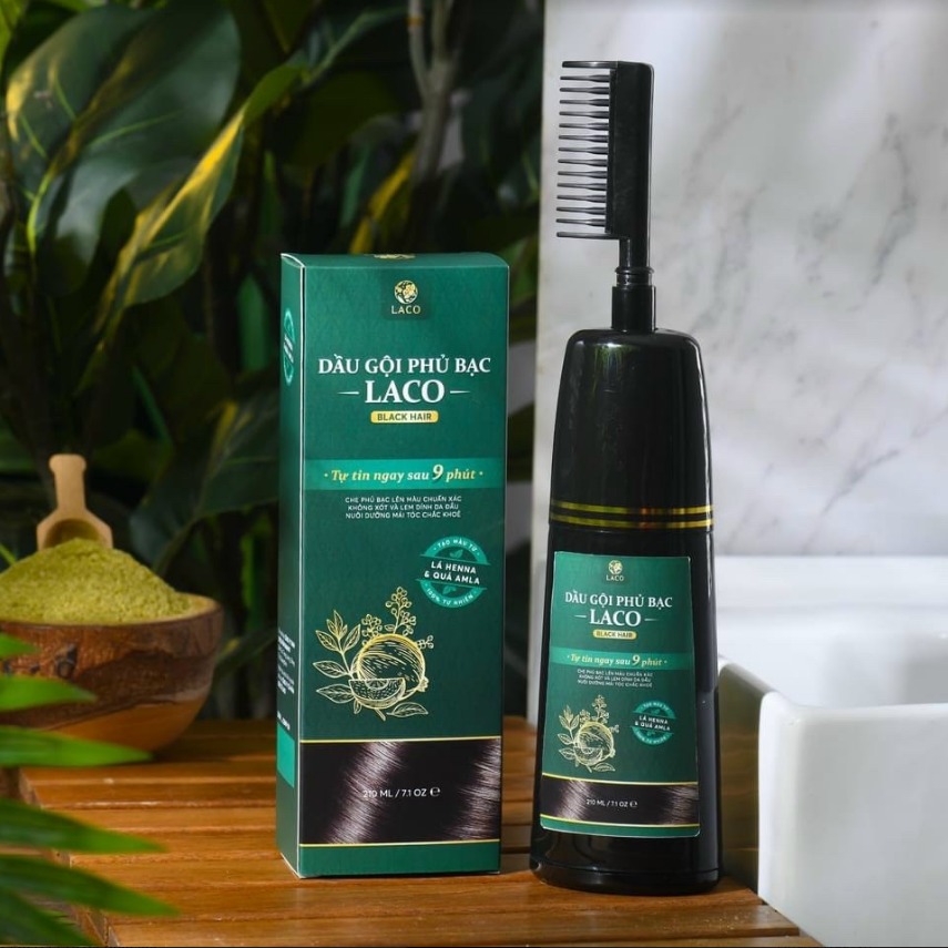 Dầu gội phủ bạc thảo dược Laco Black Hair