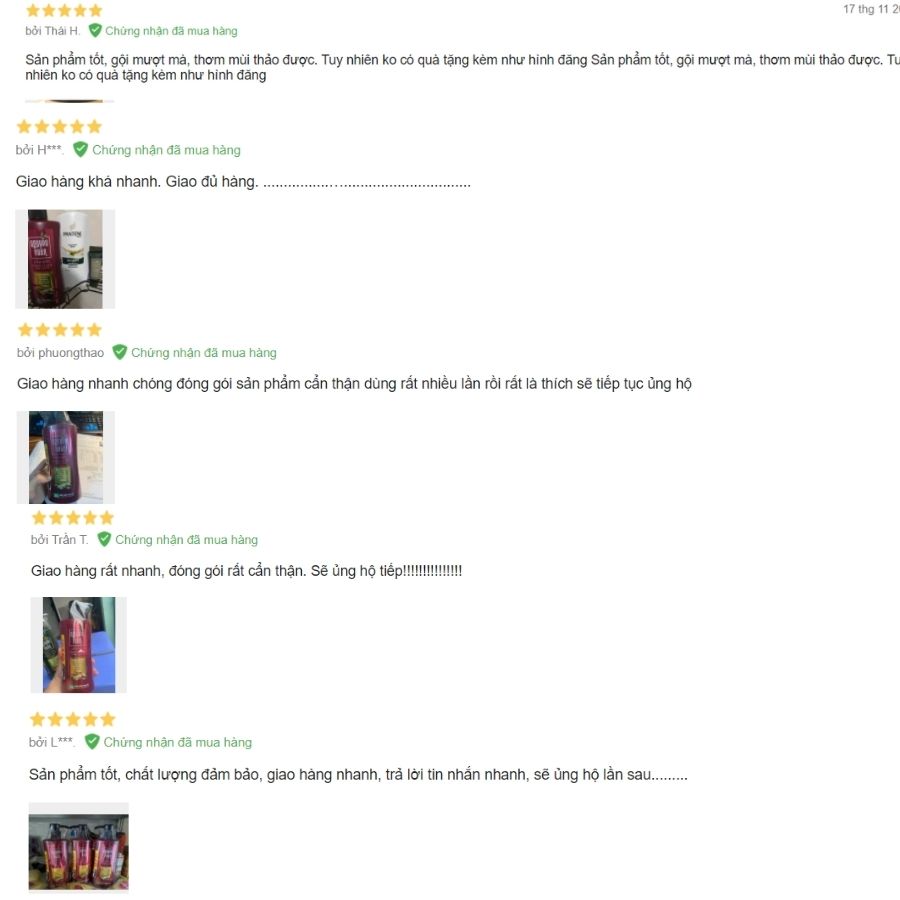 Đánh giá của người mua dầu gội trên Lazada