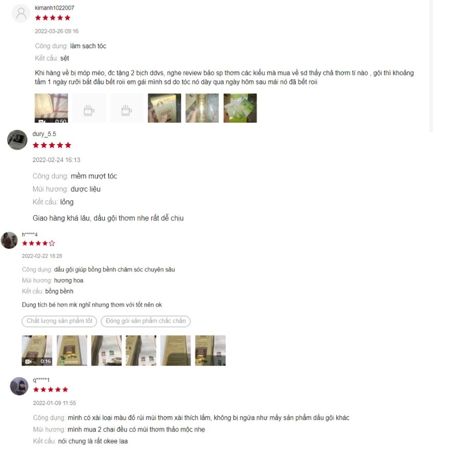 Đánh giá của người mua dầu gội trên Shopee