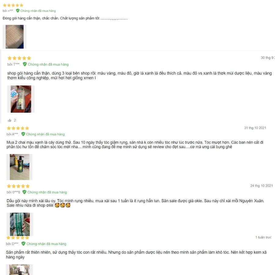 Đánh giá của người mua dầu gội trên Lazada