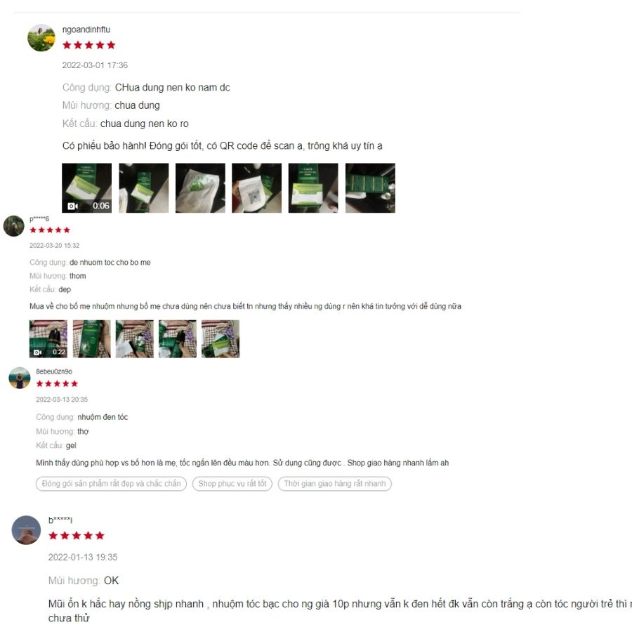 Đánh giá của người sử dụng dầu gội trên Shopee