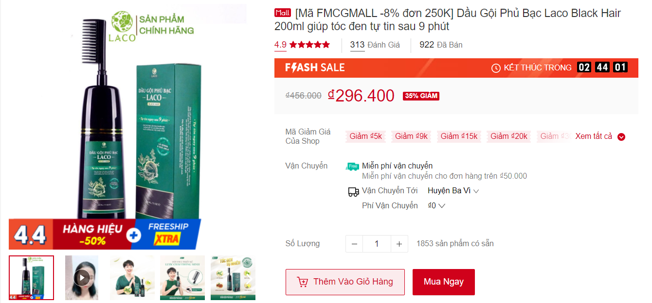 Mua dầu gội chính hãng trên Shopee